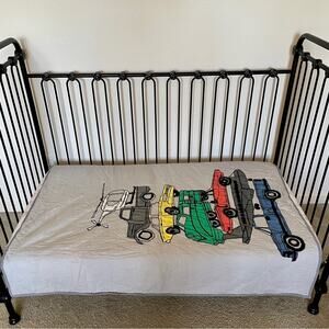 Land of Nod Crib Bed Toddler Quilt Traffic Jam Vehicles Cotton Blanket